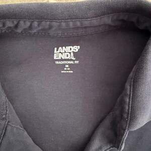 Lands' End Navy Long Sleeve Polo Shirt Traditional Fit